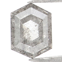 Natural Loose Hexagon Salt And Pepper Diamond Black Grey Color 0.67 CT 6.05 MM Hexagon Shape Rose Cut Diamond L1456