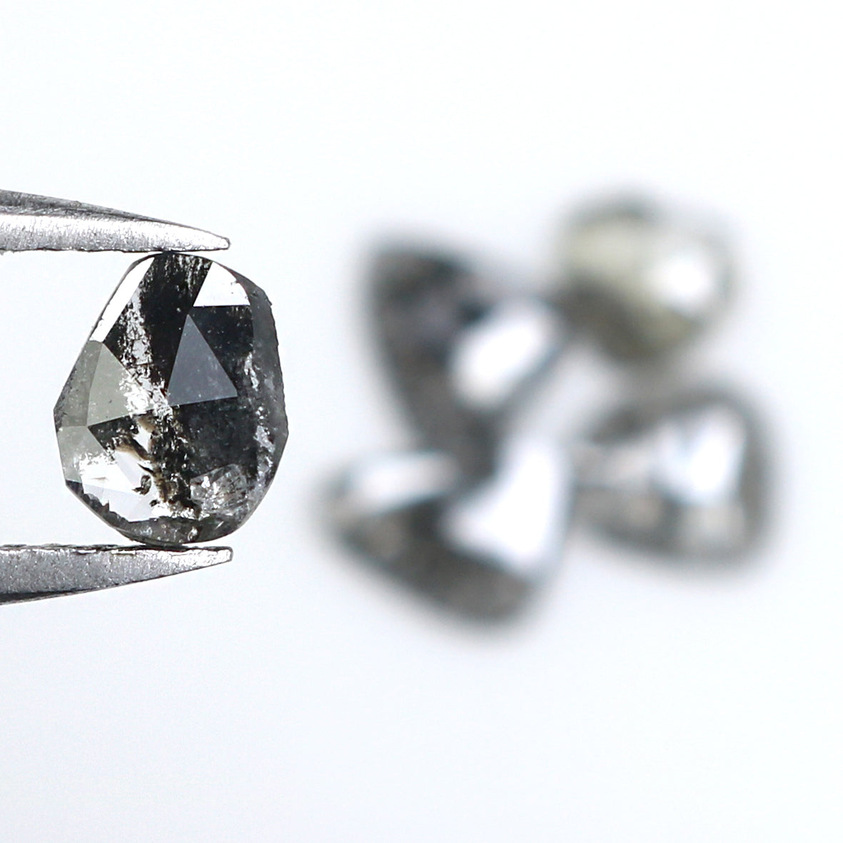 0.98 Ct Natural Loose Slice Shape Diamond Salt And Pepper Slice Cut Diamond 4.00 MM Natural Black Grey Diamond Irregular Cut Diamond LQ1508