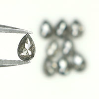 Natural Loose Pear Salt And Pepper Diamond Black Grey Color 1.13 CT 3.60 MM Pear Shape Rose Cut Diamond KDL1284