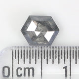 0.90 CT Hexagon Cut Diamond, Salt and Pepper Diamond, Natural Loose Diamond, Black Diamond, Grey Diamond, Rustic  Rose Cut Diamond KDL9970