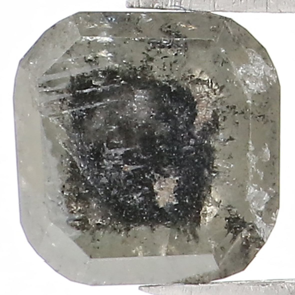 Natural Loose Cushion Salt And Pepper Diamond Black Grey Color 0.89 CT 5.20 MM Cushion Shape Rose Cut Diamond L1341