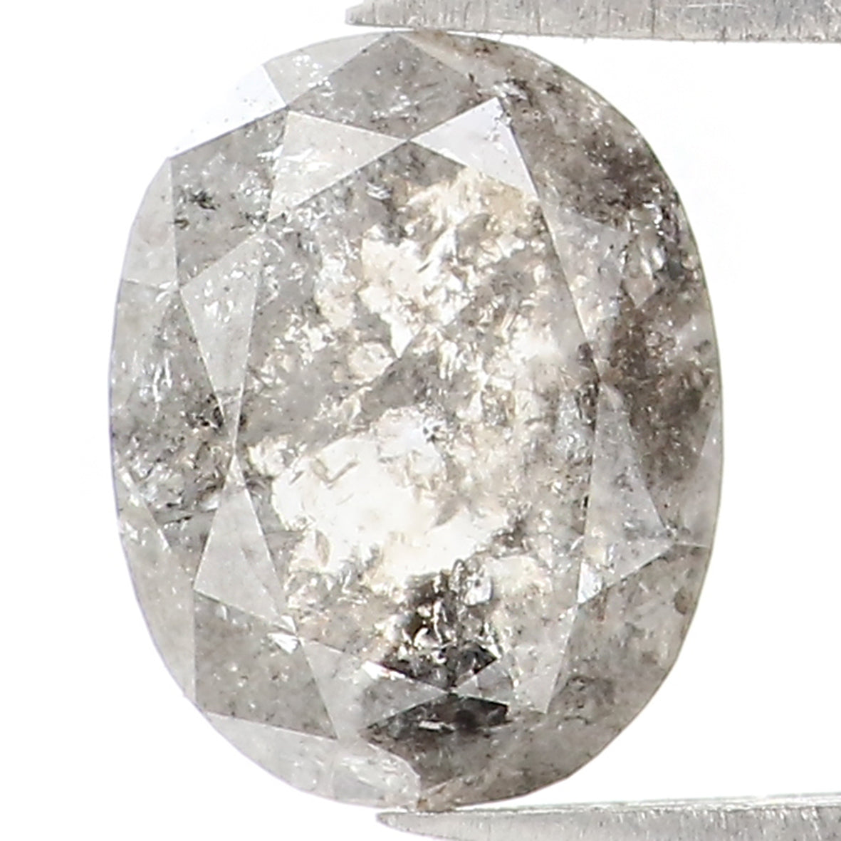 Natural Loose Oval Salt And Pepper Diamond Black Grey Color 0.89 CT 6.90 MM Oval Shape Rose Cut Diamond KDL1445