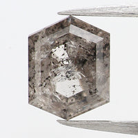 0.49 CT Natural Loose Diamond, Hexagon Cut Diamond, Salt and Pepper Diamond, Black Diamond, Grey Diamond, Rustic Rose Cut Diamond KDL493