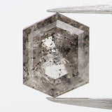 0.49 CT Natural Loose Diamond, Hexagon Cut Diamond, Salt and Pepper Diamond, Black Diamond, Grey Diamond, Rustic Rose Cut Diamond KDL493