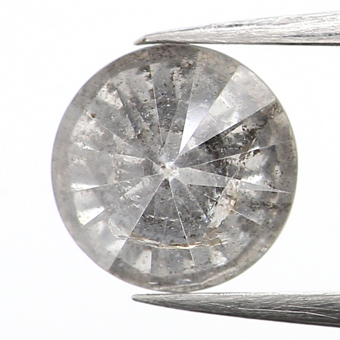 0.70 Ct Natural Loose Diamond, Round Brilliant Cut, Salt And Pepper Diamond, Black Gray Diamond, Rustic Diamond, Round Cut Diamond L5021