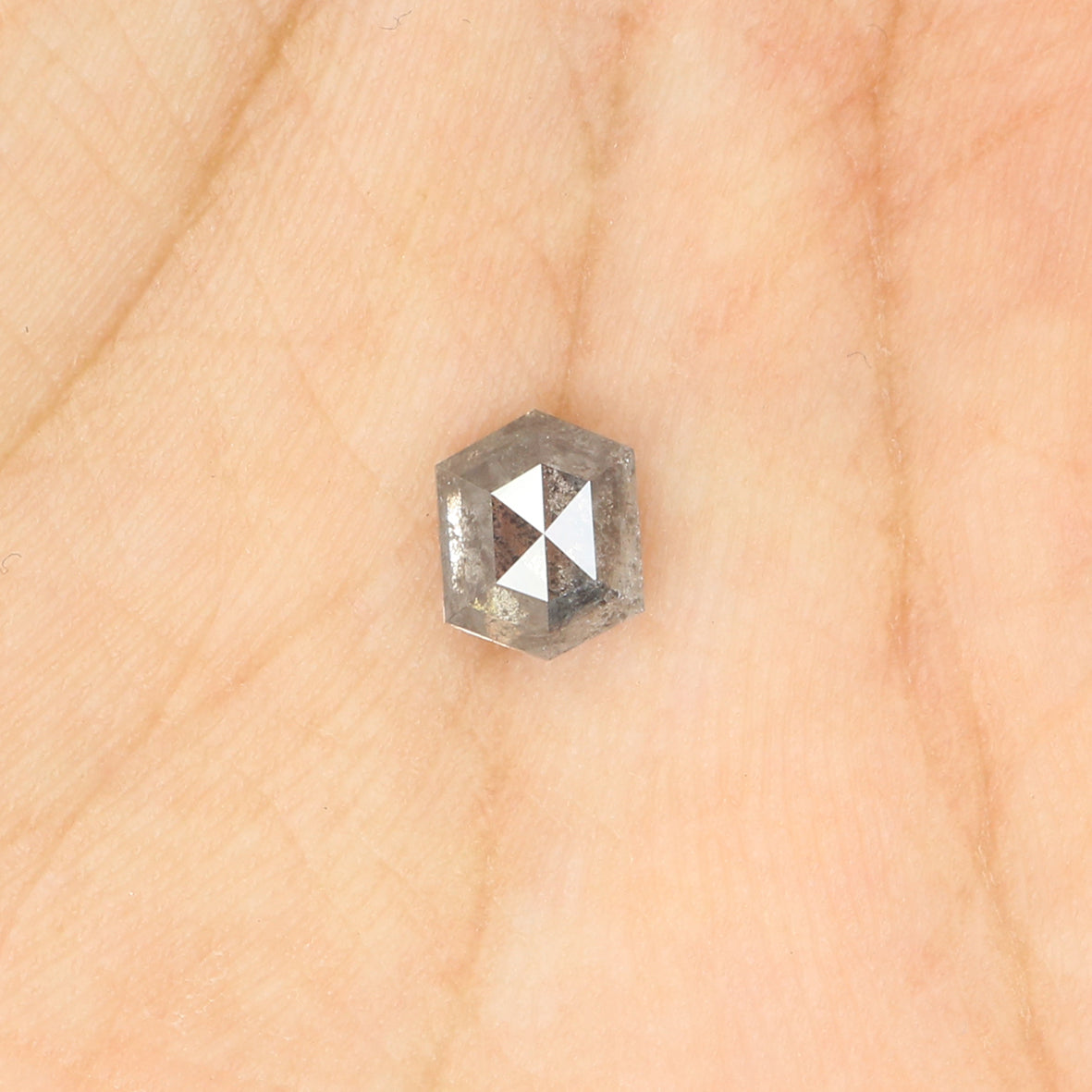 1.00 CT Natural Loose Hexagon Shape Diamond Salt And Pepper Hexagon Diamond 6.35 MM Black Grey Color Hexagon Shape Rose Cut Diamond QL276