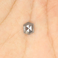 1.00 CT Natural Loose Diamond, Hexagon Cut Diamond, Salt and Pepper Diamond, Black Diamond, Grey Diamond, Rustic Rose Cut Diamond KDL276
