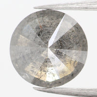 0.70 Ct Natural Loose Diamond, Round Brilliant Cut, Salt And Pepper Diamond, Black Gray Diamond, Rustic Diamond, Round Cut Diamond L446