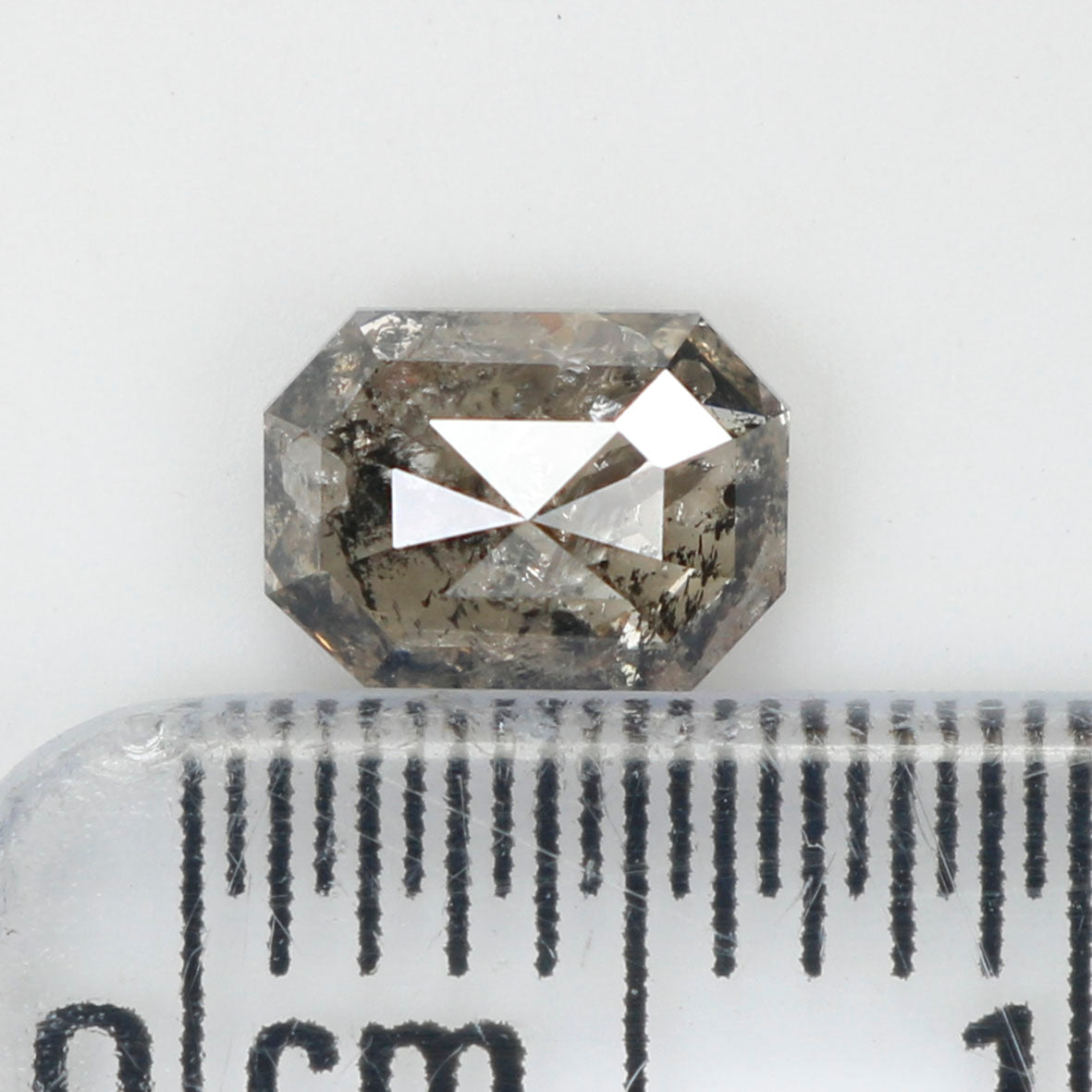 0.75 CT Natural Loose Emerald Shape Diamond Salt And Pepper Emerald Diamond 5.95 MM Black Grey Color Emerald Shape Rose Cut Diamond QL9987