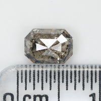 0.75 CT Emerald Cut Diamond, Salt And Pepper Diamond, Natural Loose Diamond, Black Diamond, Grey Diamond, Antique Rose Cut Diamond KDL9987