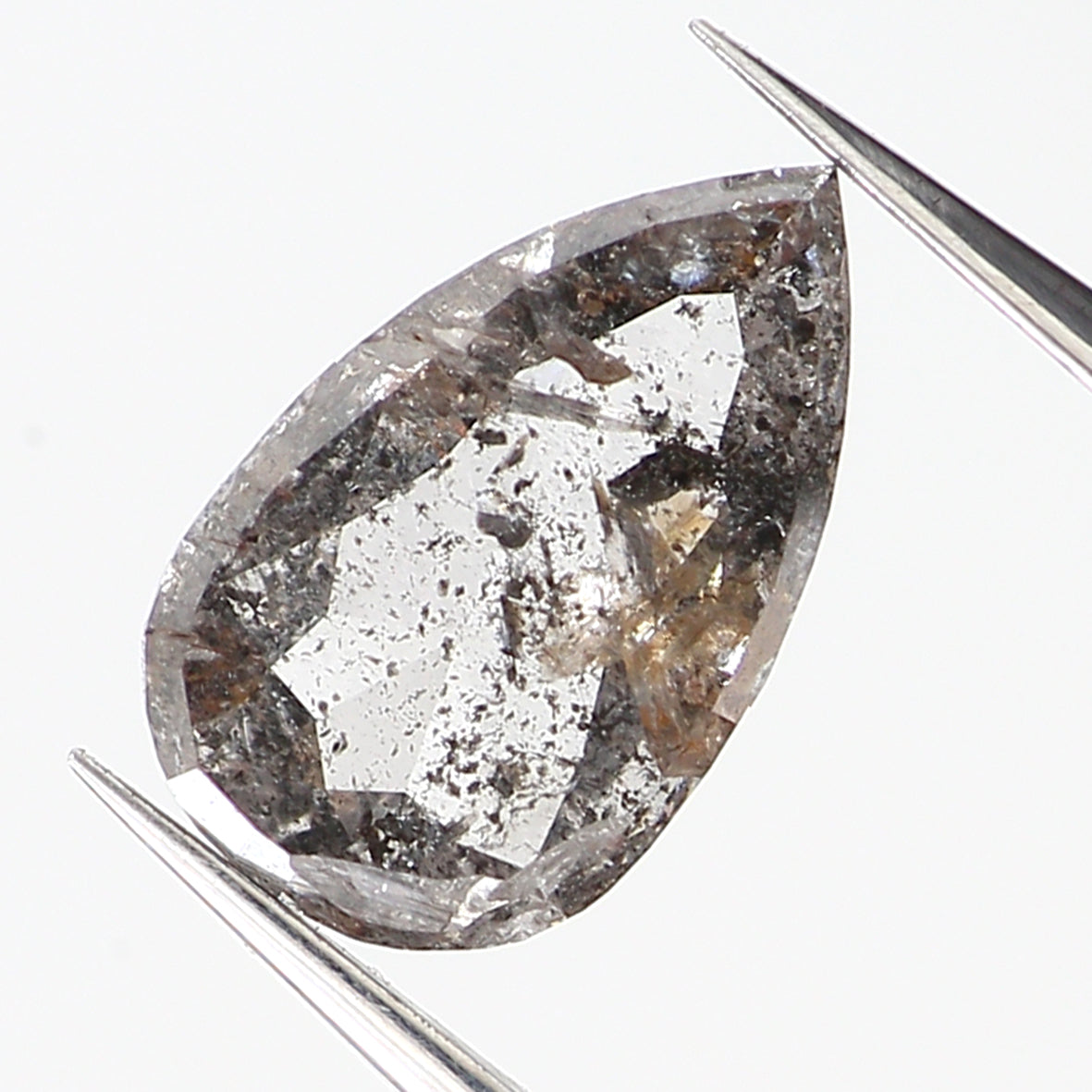 0.79 CT Natural Loose Pear Shape Diamond Salt And Pepper Pear Rose Cut Diamond 8.05 MM Black Grey Color Pear Shape Rose Cut Diamond QL9511