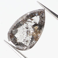 0.79 Ct Natural Loose Diamond, Salt And Pepper Diamond, Pear Cut Diamond, Black Grey Color Diamond, Rose Cut Real Rustic Diamond KDL9511