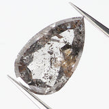 0.79 Ct Natural Loose Diamond, Salt And Pepper Diamond, Pear Cut Diamond, Black Grey Color Diamond, Rose Cut Real Rustic Diamond KDL9511