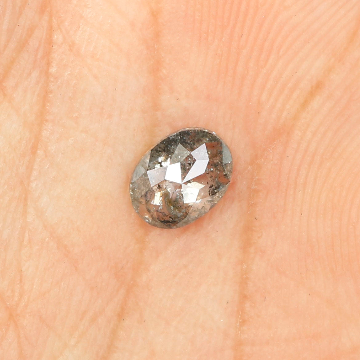 0.56 CT Natural Loose Oval Shape Diamond Salt And Pepper Oval Diamond 6.15 MM Natural Loose Black Grey Diamond Oval Rose Cut Diamond QL328