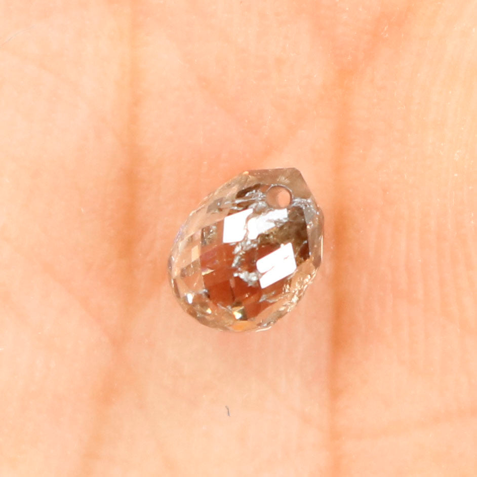 0.67 Ct Natural Loose Briolette Shape Diamond Brown Color Drop Diamond 5.05 MM Natural Loose Brown Color Briolette Rose Cut Diamond LQ9832