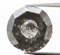 1.57 Ct Natural Loose Diamond Round Rose Cut Black Grey Salt And Pepper Color 7.06 MM KDL9234