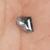 0.75 Ct Natural Loose Diamond, Salt And Pepper Diamond, Shield Cut Diamond, Black Gray Color Diamond, Rose Cut Real Rustic Diamond KDL9852