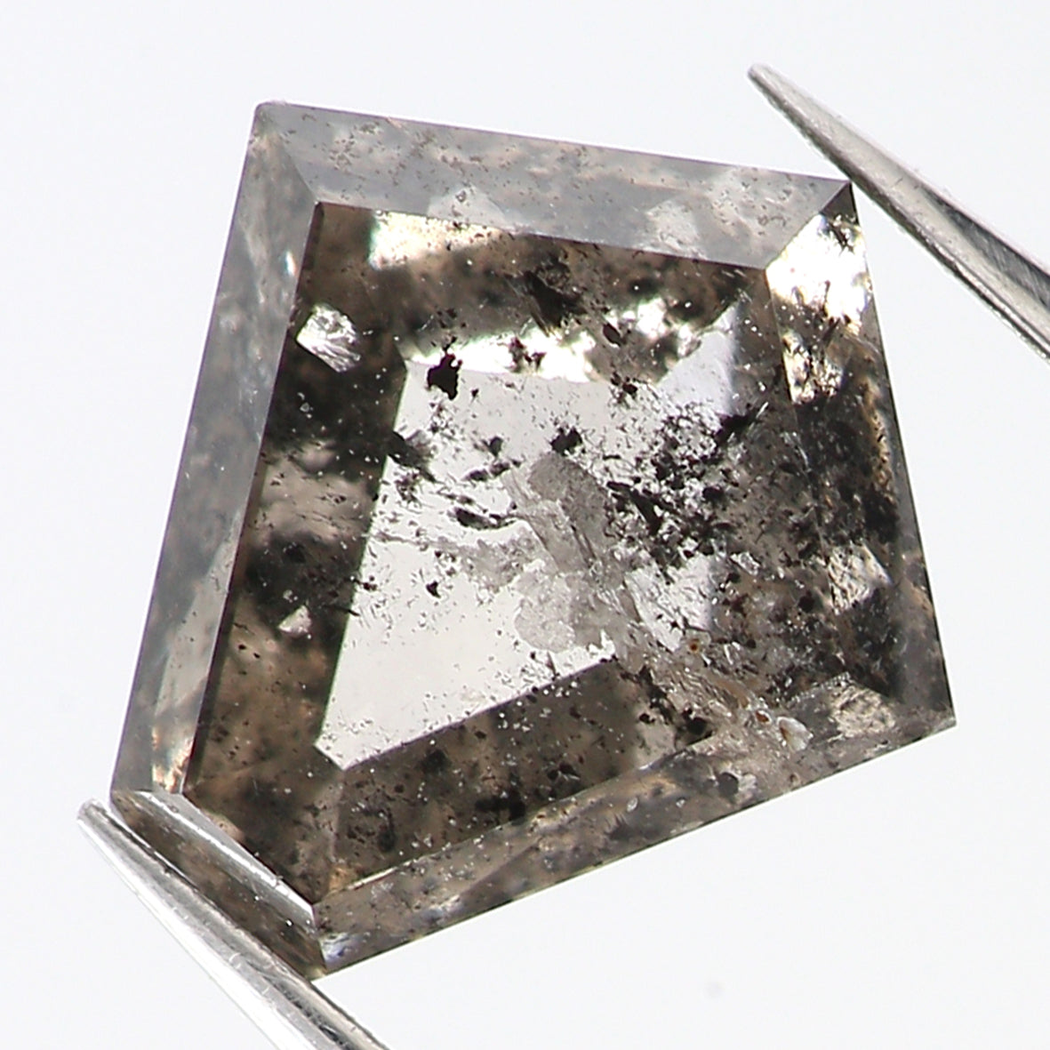 0.72 CT Natural Loose Pentagon Shape Diamond Salt And Pepper Pentagon Cut Diamond 6.00 MM Black Gray Color Pentagon Rose Cut Diamond QL9518