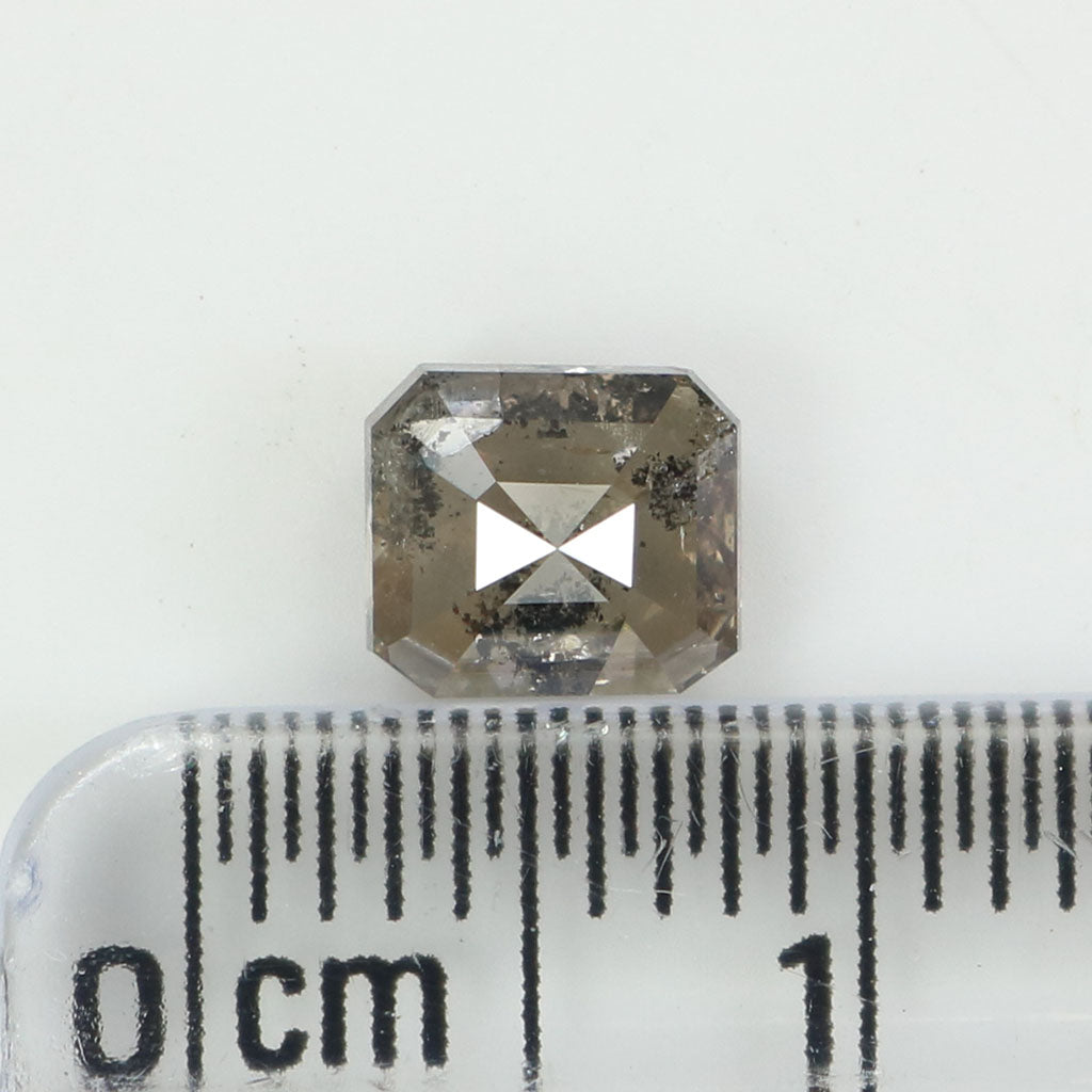 0.87 CT Natural Loose Emerald Shape Diamond Salt And Pepper Emerald Diamond 5.60 MM Black Grey Color Emerald Shape Rose Cut Diamond QL9510