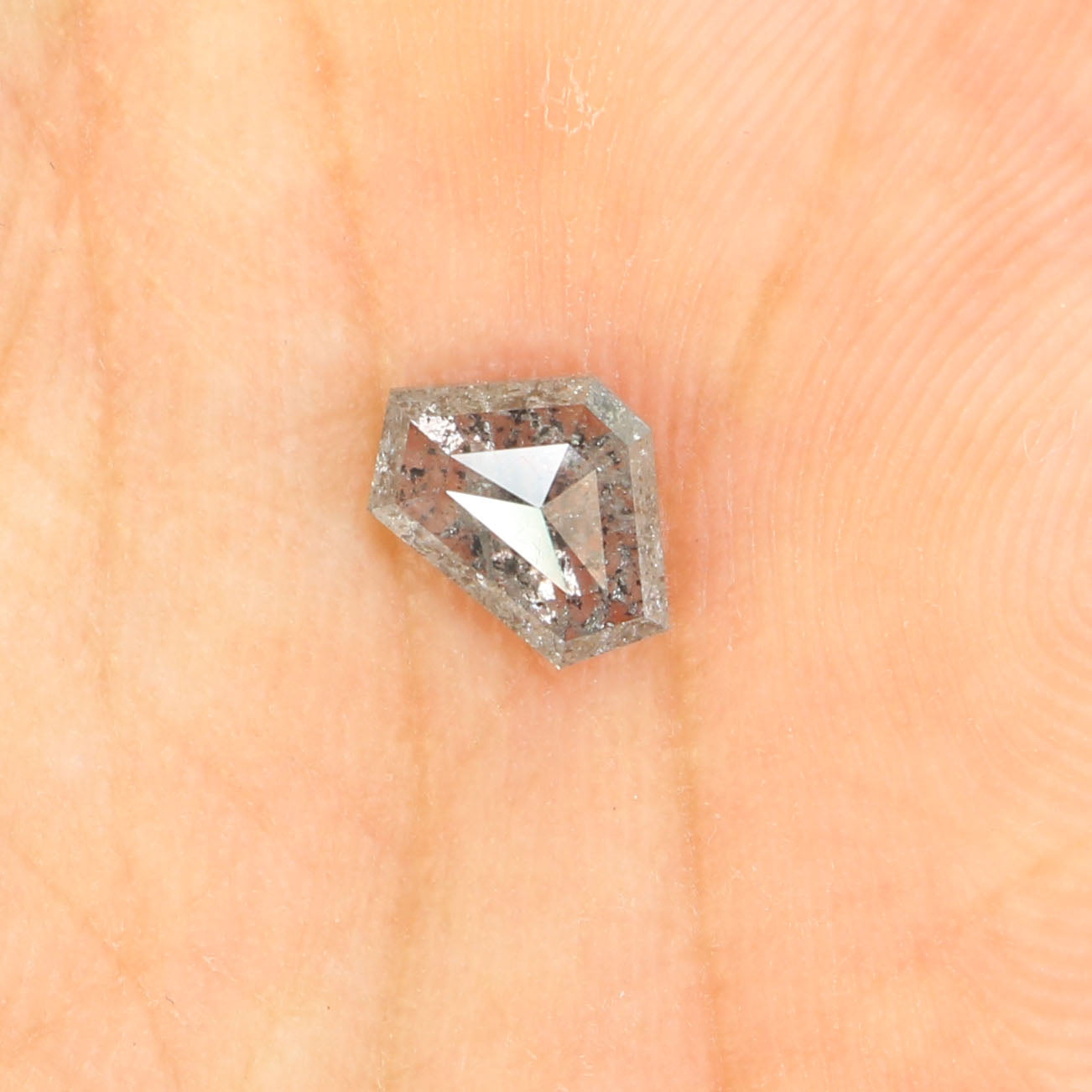 1.09 Ct Natural Loose Shield Shape Diamond Salt And Pepper Shield Cut Diamond 5.45 MM Black Gray Color Shield Shape Rose Cut Diamond QL253