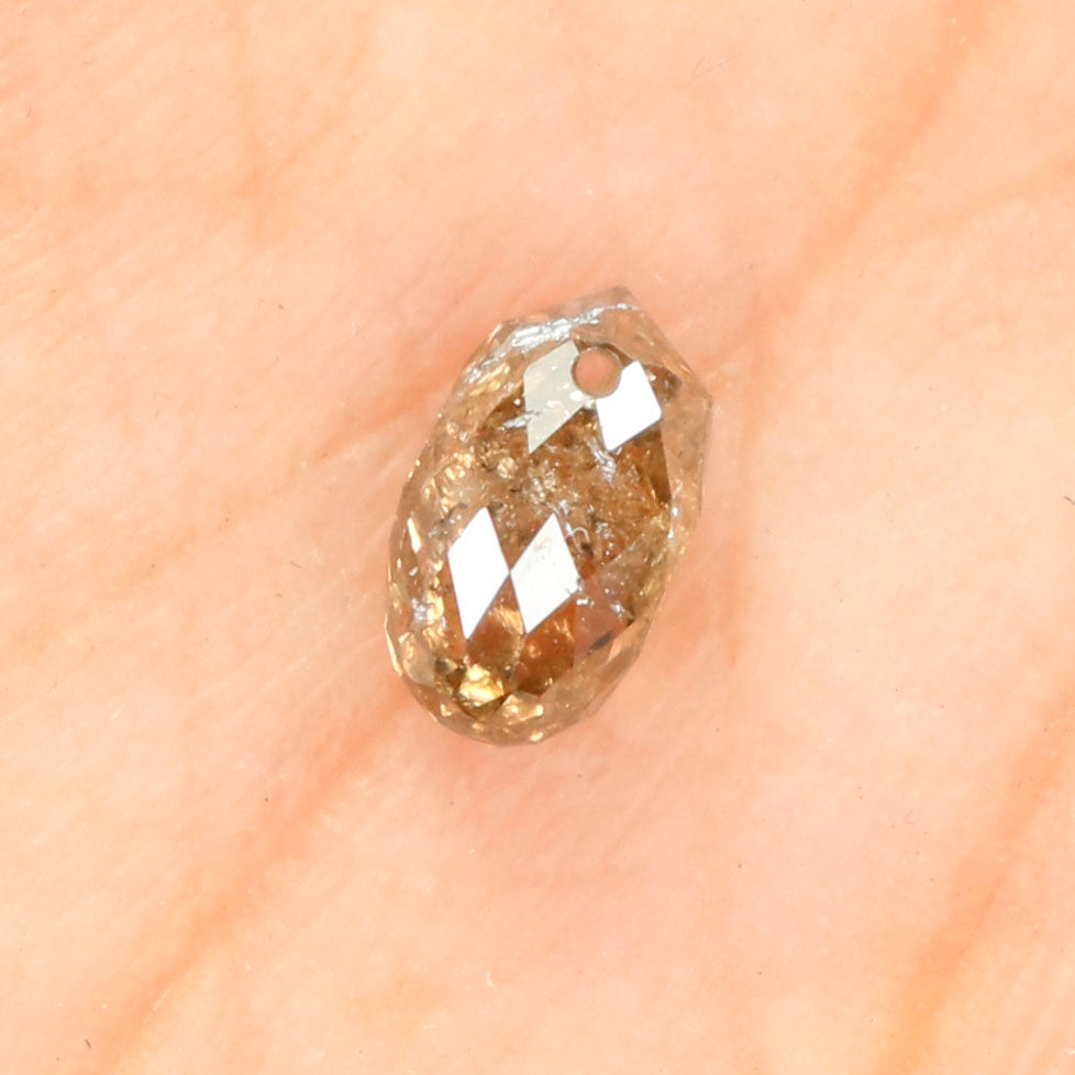 0.77 Ct Natural Loose Briolette Shape Diamond Brown Color Drop Diamond 6.25 MM Natural Loose Brown Color Briolette Rose Cut Diamond LQ9841