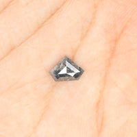 0.72 Ct Natural Loose Diamond, Salt And Pepper Diamond, Shield Cut Diamond, Black Gray Color Diamond, Rose Cut Real Rustic Diamond KDL007
