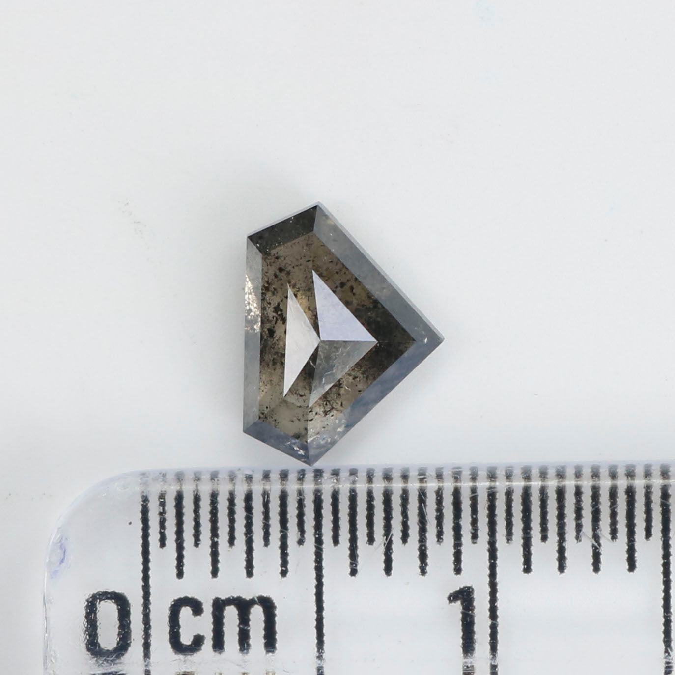 0.89 Ct Natural Loose Shield Shape Diamond Salt And Pepper Shield Cut Diamond 5.75 MM Black Gray Color Shield Shape Rose Cut Diamond QL9565