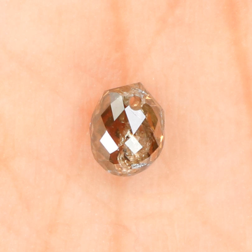 0.58 Ct Natural Loose Briolette Shape Diamond Brown Color Drop Diamond 4.70 MM Natural Loose Brown Color Briolette Rose Cut Diamond LQ9827