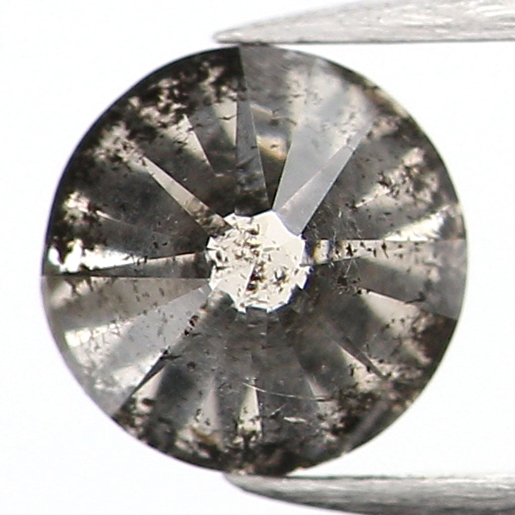 0.37 Ct Natural Loose Diamond, Round Brilliant Cut, Salt Pepper Diamond, Black Diamond, Gray Diamond, Rustic Diamond L5065