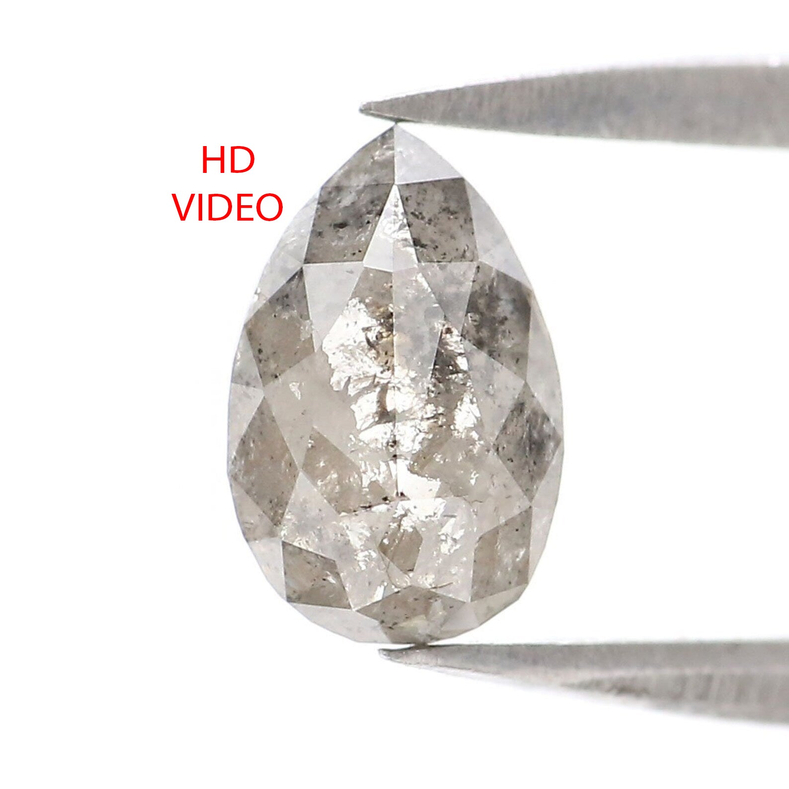 0.94 CT Natural Loose Pear Shape Diamond Salt And Pepper Pear Rose Cut Diamond 7.70 MM Natural Black Grey Color Pear Shape Diamond QK2536