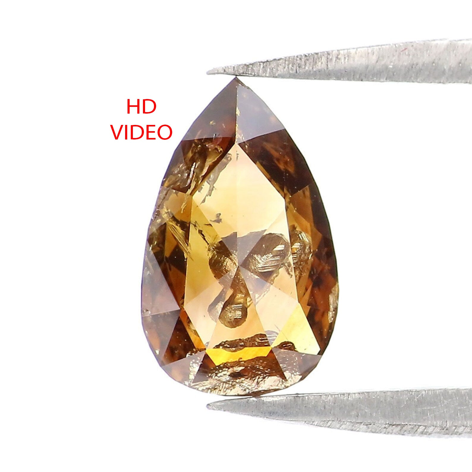 1.00 CT Natural Loose Pear Shape Diamond Brown Champagne Color Pear Cut Diamond 8.80 MM Natural Brown Diamond Pear Rose Cut Diamond LQ6177