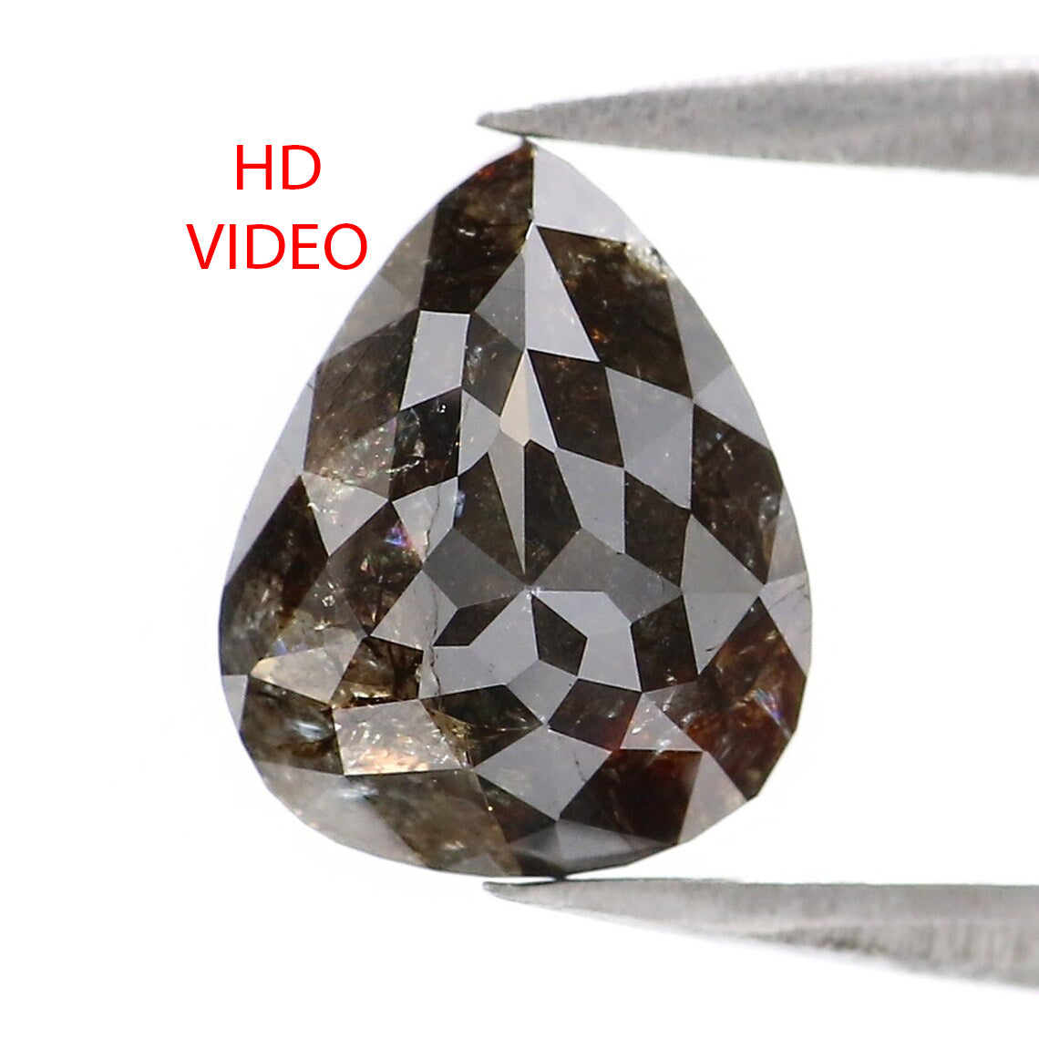 1.92 CT Natural Loose Pear Shape Diamond Brown Color Pear Cut Diamond 8.30 MM Natural Loose Black Color Diamond Pear Rose Cut Diamond LQ8180