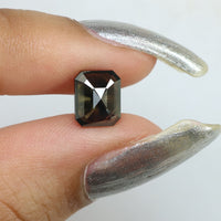 1.63 Ct Natural Loose Diamond Emerald Black Color I3 Clarity 7.80 MM KDL8372