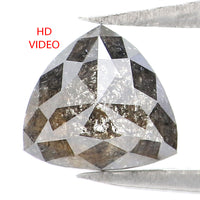 Natural Loose Triangle Salt And Pepper Diamond Black Grey Color 0.95 CT 6.80 MM Triangle Shape Rose Cut Diamond L8373