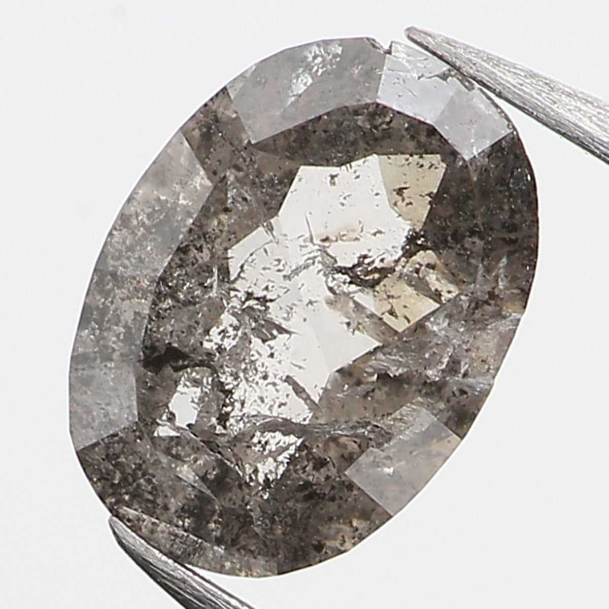 0.36 CT Natural Loose Oval Shape Diamond Salt And Pepper Oval Diamond 5.50 MM Natural Diamond Black Grey Color Oval Rose Cut Diamond LQ424