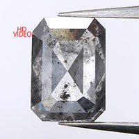 0.65 Ct Natural Loose Diamond, Emerald Cut Diamonds, Salt and Pepper Diamond, Rose Cut Rustic Diamond, Radiant Diamond, KDL9579