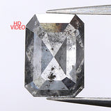 0.65 Ct Natural Loose Diamond, Emerald Cut Diamonds, Salt and Pepper Diamond, Rose Cut Rustic Diamond, Radiant Diamond, KDL9579
