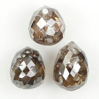 1.38 Ct Natural Loose Diamond, Briolette Diamond, Brown Diamond, Briolette Cut Bead Diamond, Polished Diamond, Faceted Diamond L9986