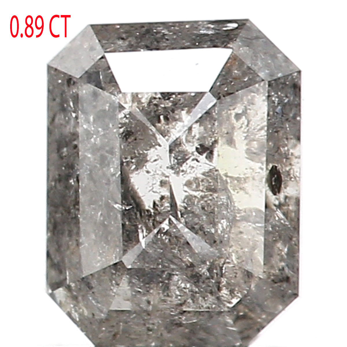 0.89 CT Natural Loose Emerald Shape Diamond Salt And Pepper Emerald Shape Diamond 6.00 MM Black Grey Color Emerald Rose Cut Diamond QL020