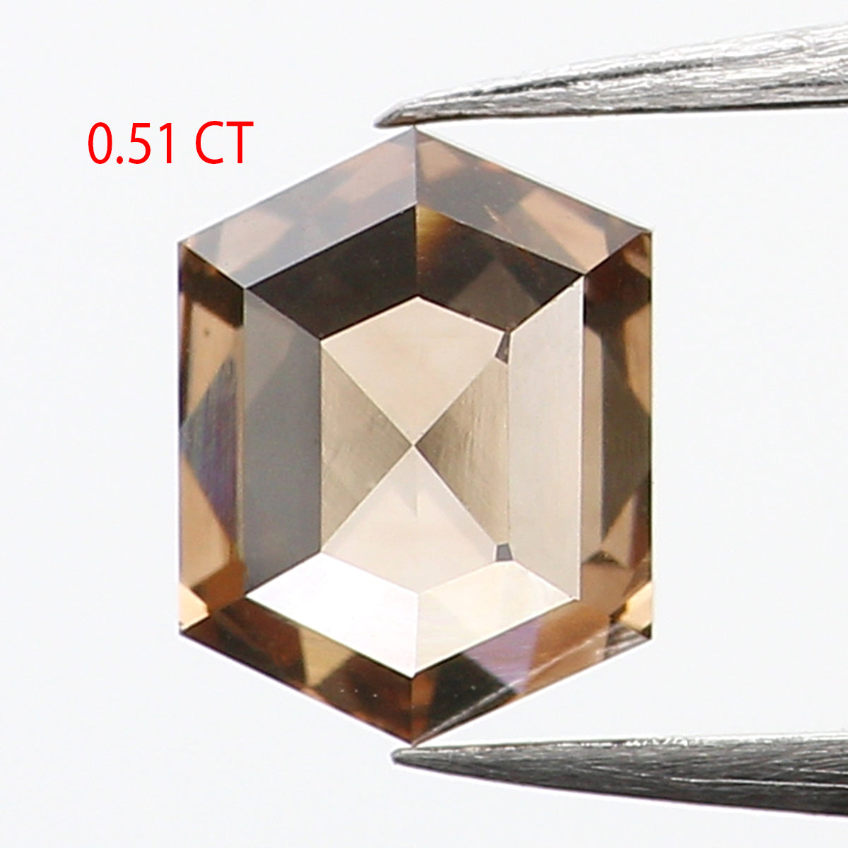 0.51 CT Natural Loose Hexagon Shape Diamond Brown Color Hexagon Shape Diamond 5.20 MM Natural Brown Color Hexagon Rose Cut Diamond QL655