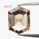 0.51 Ct Natural Loose Diamond, Hexagon Diamond, Brown Diamond, Polished Diamond, Rustic Diamond, Color Diamond, Rose Cut Diamond, KDL655