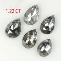 1.22  CT Natural Loose Diamond, Pear Cut Diamond, Salt and Pepper Diamond, Black Diamond, Grey Diamond, Real Galaxy Rose Cut Diamond, KDL752