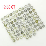 2.68 Ct Natural Loose Diamond, Round Rose Cut Diamond, Grey Diamond, Yellow Diamond, Rose Cut Diamond, Rustic Diamond, Real Diamond L092