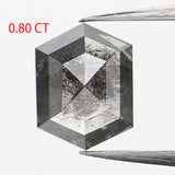 0.80 Ct Natural Loose Diamond, Hexagon Diamond, Salt and Pepper Diamond, Black Gray Diamond, Polished Diamond, Rose Cut Diamond, KDL637
