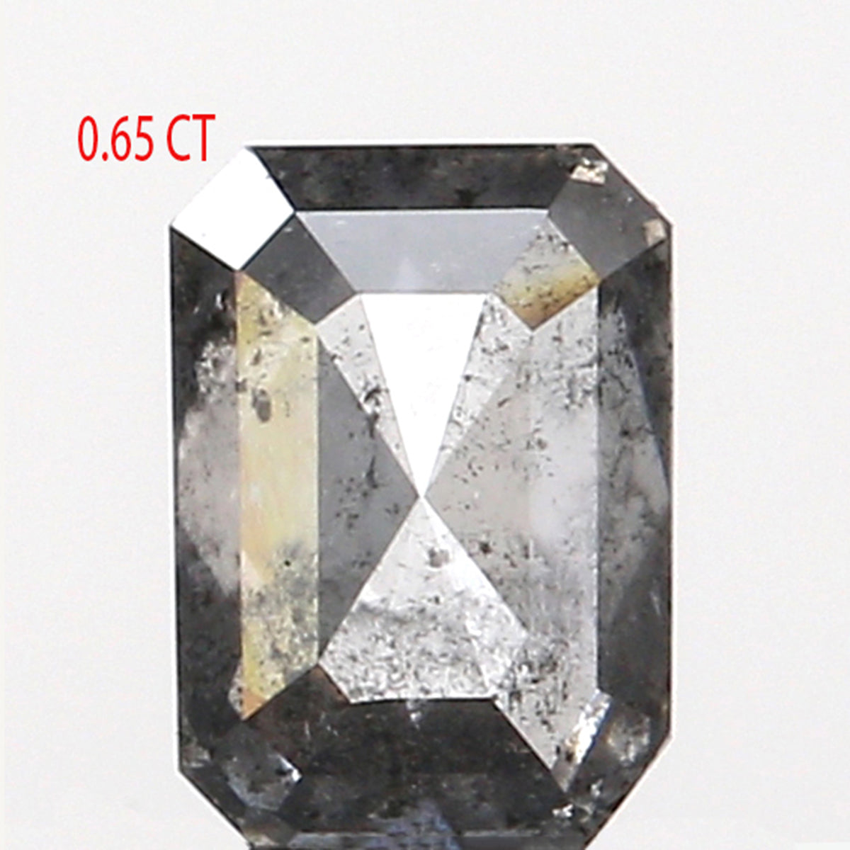 0.65 CT Natural Loose Emerald Shape Diamond Salt And Pepper Emerald Shape Diamond 5.70 MM Black Grey Color Emerald Rose Cut Diamond QL9579