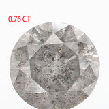 0.76 Ct Natural Loose Diamond, Round Brilliant Cut, Salt Pepper Diamond, Black Diamond, Gray Diamond, Rustic Diamond, L5008