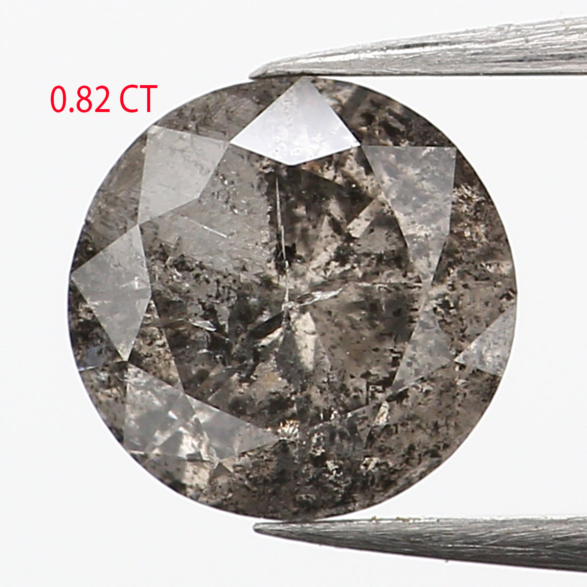 0.82 Ct Natural Loose Diamond, Salt And Pepper Diamond, Round Brilliant Cut Diamond, Black Diamond, Grey Diamond, Rustic Diamond, L605