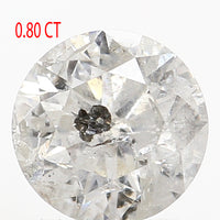 0.80 Ct Natural Loose Diamond, Round Brilliant Cut, Salt And Pepper Diamond, Black Diamond, Gray Diamond, Rustic Diamond L5568