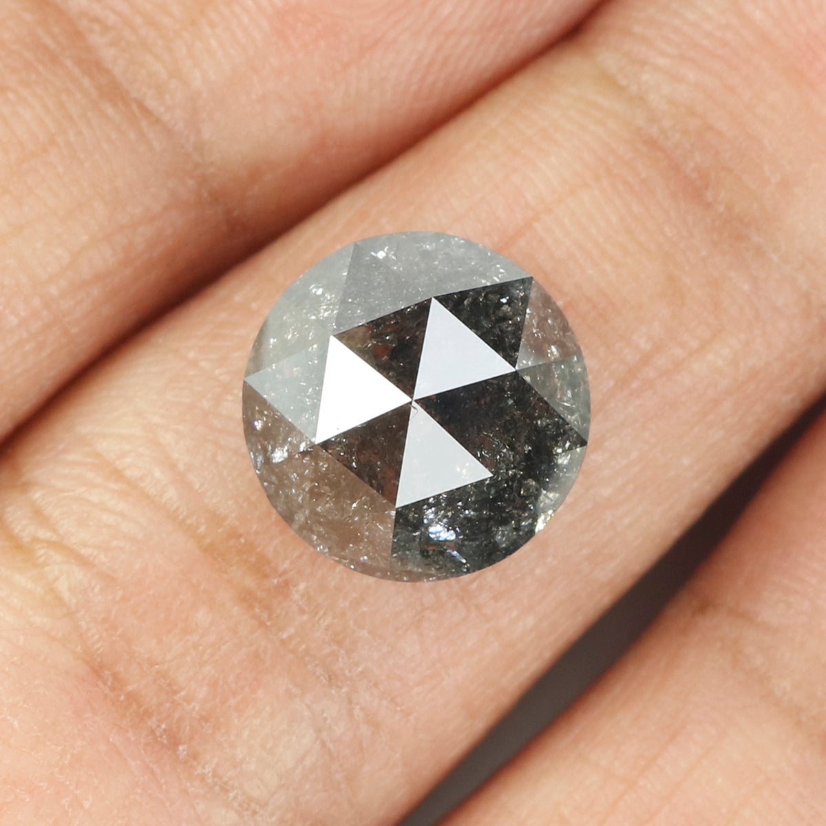 5.10 CT Natural Loose Round Rose Cut Diamond Salt And Pepper Round Diamond 10.30 MM Natural Loose Black Grey Color Rose Cut Diamond QL093