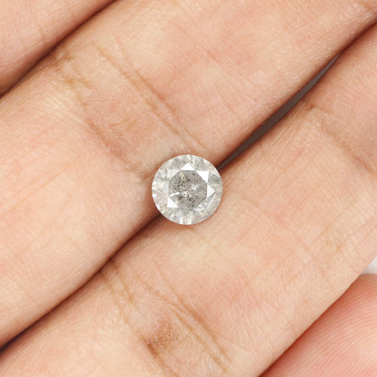 0.76 Ct Natural Loose Diamond, Round Brilliant Cut, Salt Pepper Diamond, Black Diamond, Gray Diamond, Rustic Diamond, L5008